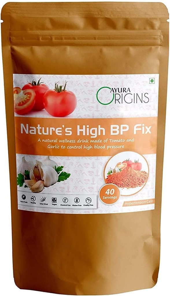 BETT AYURA Origins Nature’s High BP Fix,Herbal Supplement to Help Lower High Blood Pressure, Hypertension Relief, Supports Heart Health, Made with Pure Tomato and Garlic Powder, 200 Grams