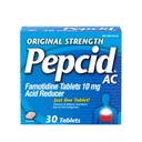 Pepcid AC Original Strength Heartburn Relief Tablets, OTC Medicine voorkomt & Relieves Heartburn & Acid Reflux Vanwege zuur indigestie, 10 mg Famotidine Acid Reducer, Snelwerkende, 30 st.