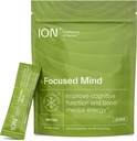 ION* Intelligence of Nature Focused Mind Nootropic Powder Drink Mix - Brain Boost Nootropic Drink with Matcha for Memory, Focus & Relaxation, Brain Supplement for Men & Women, Adults - 20 Packets
