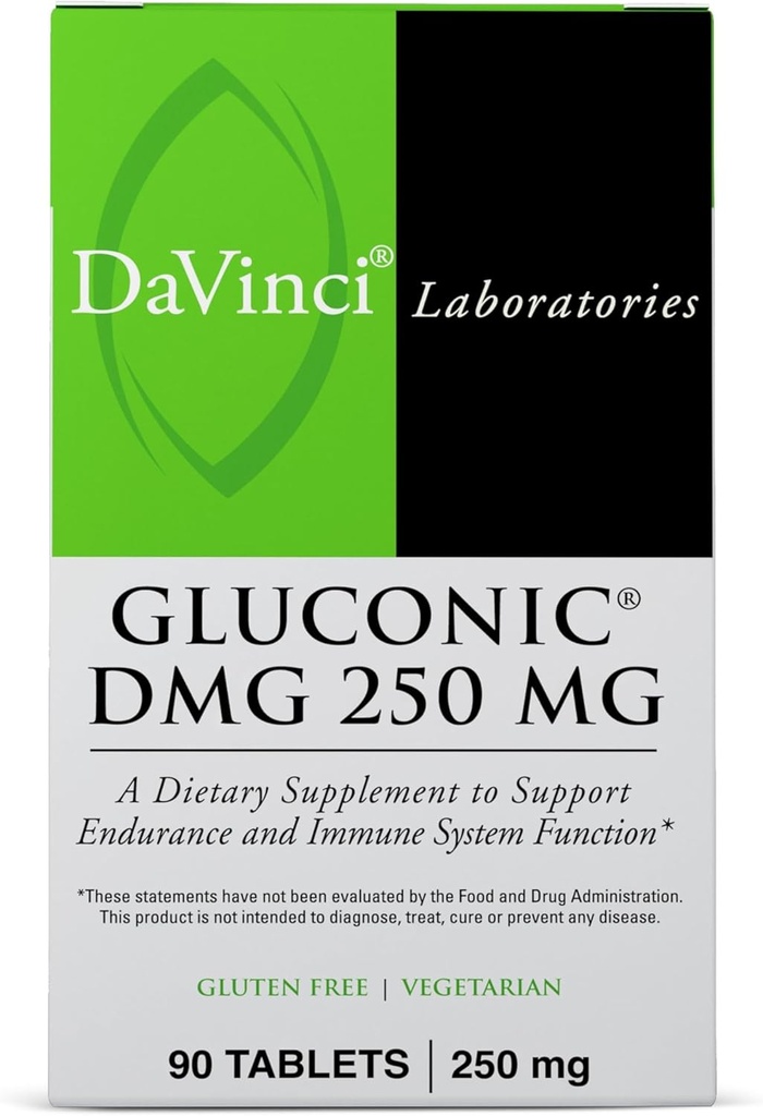 DAVINCI Labs Gluconic DMG 250mg - Helpt ondersteuning immuunsysteem, spierfunctie, hartgezondheid & hersenen gezondheid - 90 kauwtabletten (90 porties)