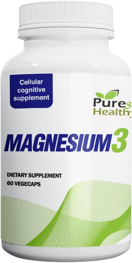 Puur & gezond Magnesium3 300 mg Magnesium Glycinate, Malate, & Citraat voor Spieren, Zenuwen, Stress, & Energie