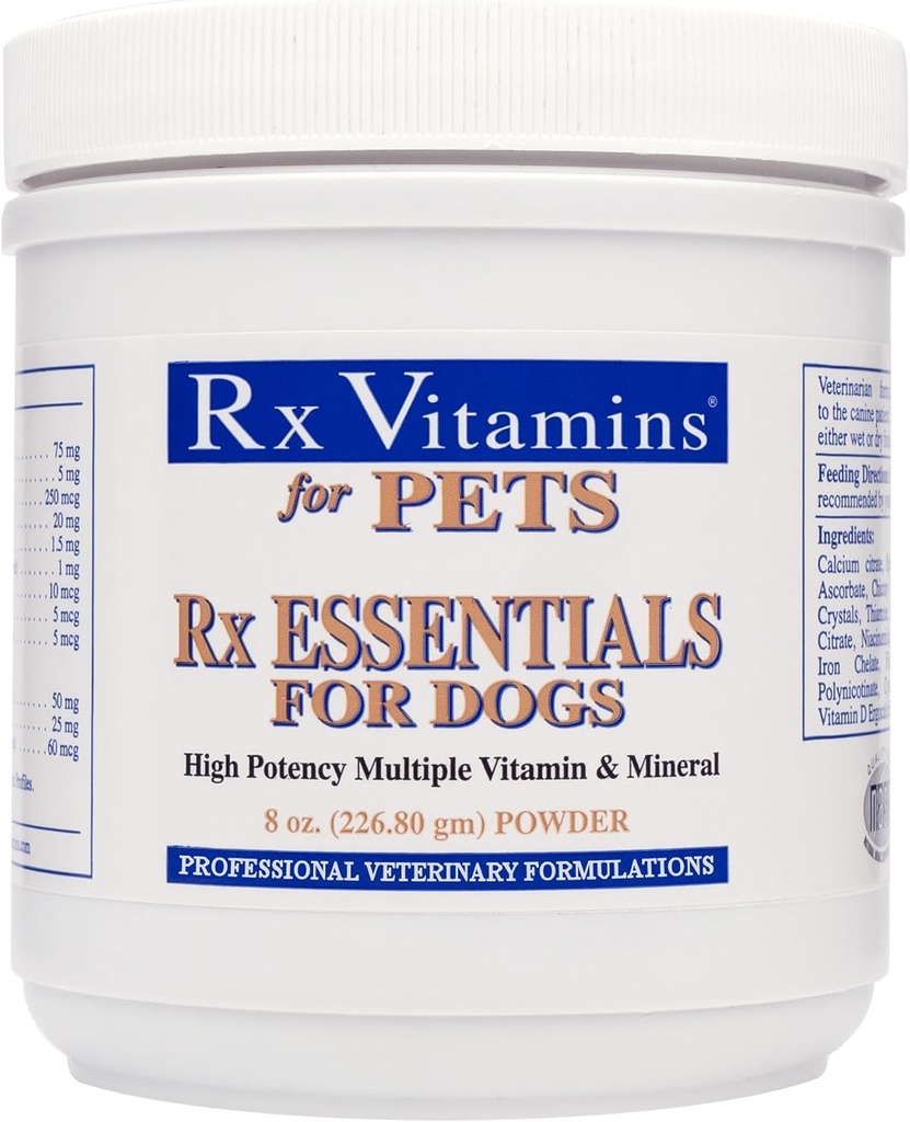 Rx Vitamins Essentials for Dogs - Vitamin & Mineral Multivitamin - Supports Immune System Digestive Health & Bone Health - Powder 8 oz