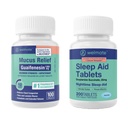 WELKOM Nighttime Wellness Bundle: Maximale sterkte Guaifenesin 1200mg Mucus Relief (100 Ct) & Doxylamine Succinate 25mg Slaaphulp (200 Ct) Uitgebreide verlichting voor rustgevende slaap