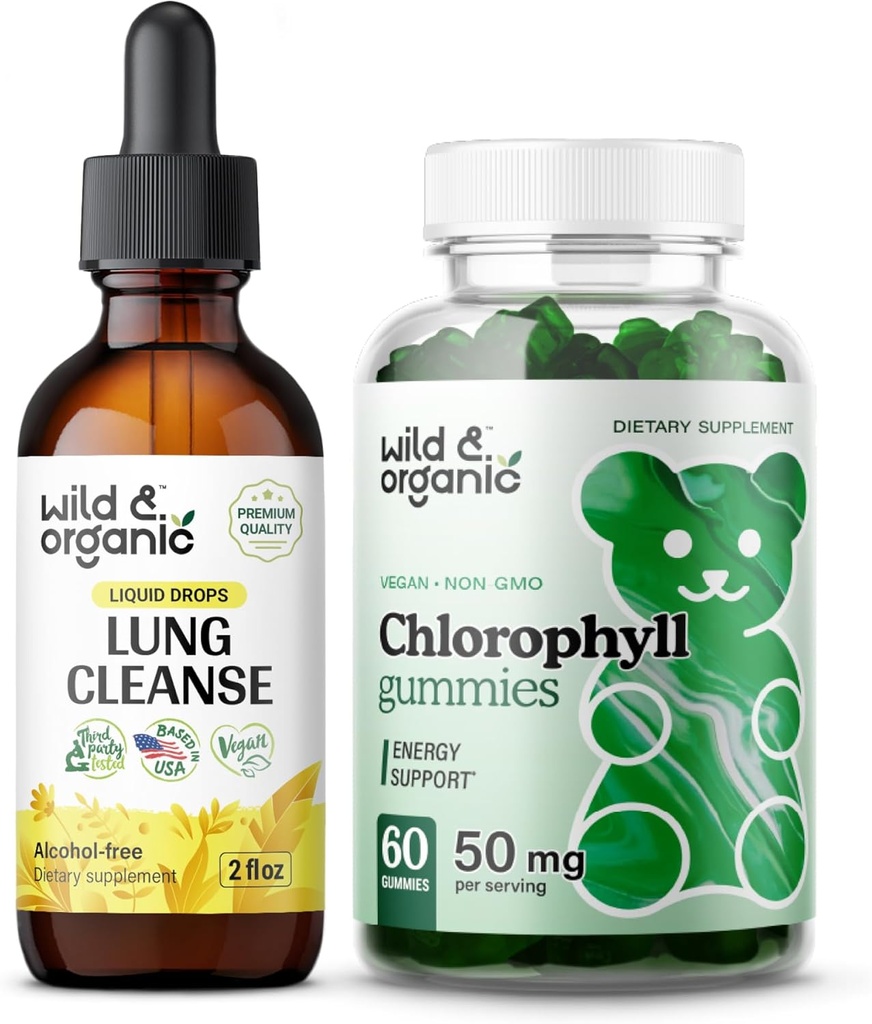 Wild & Organic Long Cleanse Tinctuur 2 fl oz & Chlorofyl Gummies 60 Kauwen
