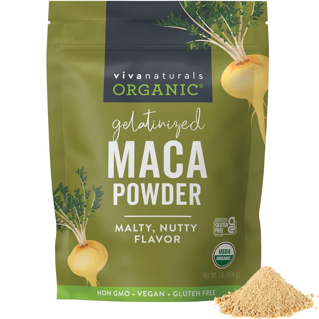 Viva Naturals Organic Maca Powder, Gelatiniseerd, 16 oz (1 lb) 