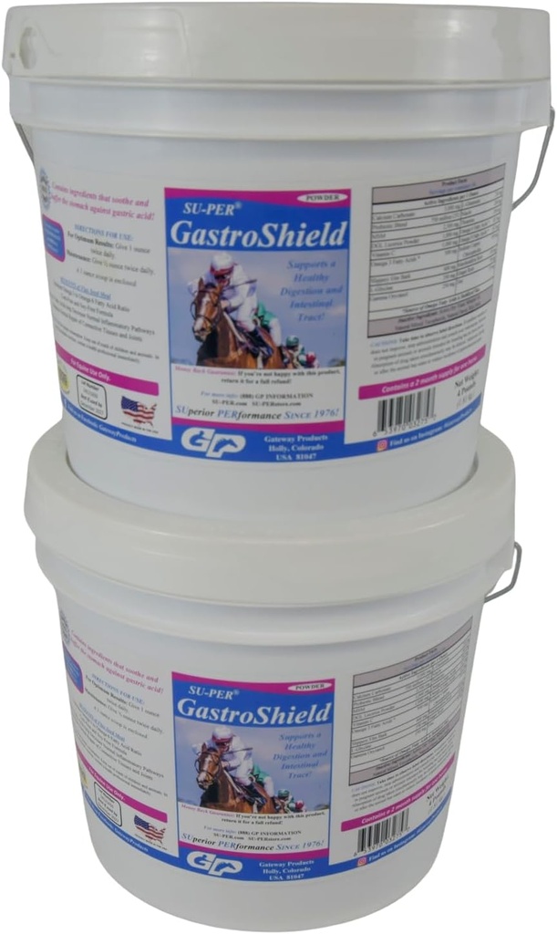 SU-PER GastroShield Equine Probiotics Powder - Horse Digestie Supplement for Gastric Health - Ondersteunt gezonde spijsvertering & Intestinal Tract - 4 pond, 2 maand levering