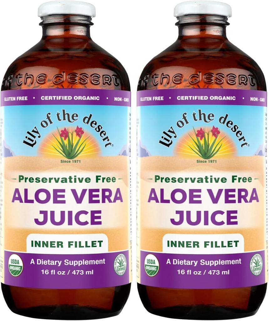 Lily of the Desert Organic Aloë Vera Juice, Inner Fillet, 16 Fluid Ounce (Pack of 2)