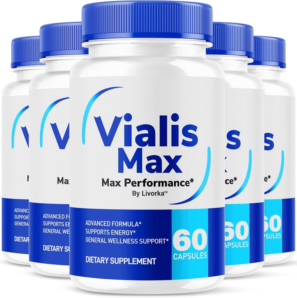 (5 verpakkingen) Vialis Max Pillen voor mannen - Officiële Vialis Max Premium Man Ondersteuningsformule voor snelle acting energie, duurzaamheid en prestaties, VialisMax Capsules Geavanceerde Formule, 300 Capsules voor 5 maanden