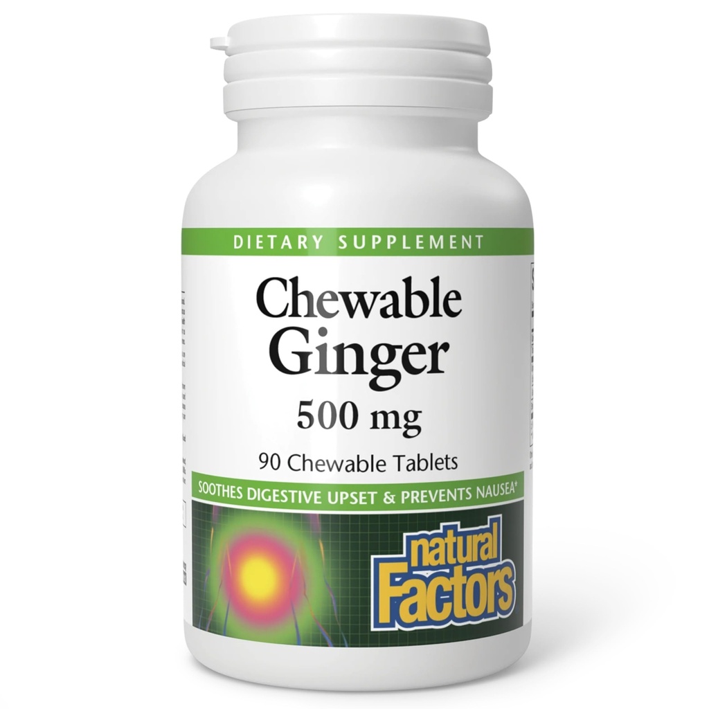 Natuurlijke factoren Kauwbare gember 500Mg, 90 CT