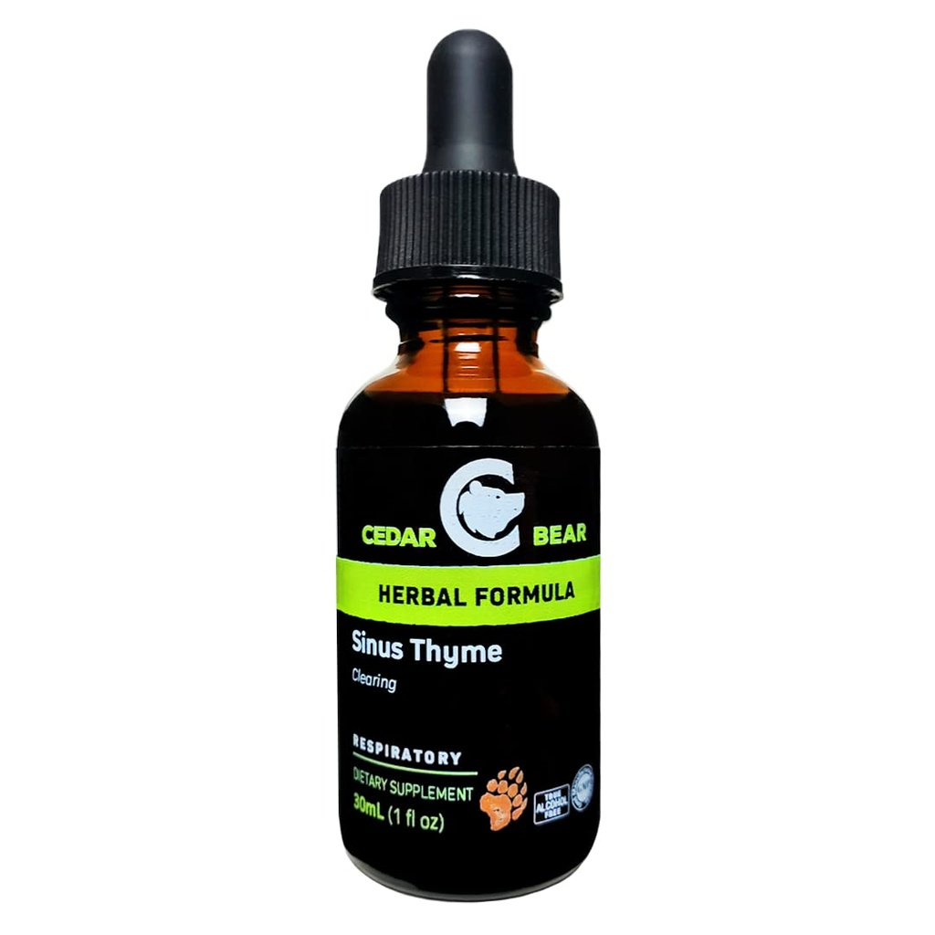 Cedar Bear Sinus Thyme a Liquid Herbal Supplement dat Heldere werking in de Sinusen ondersteunt en verbetert Immuunfuncties 1 fl oz / 30 ml