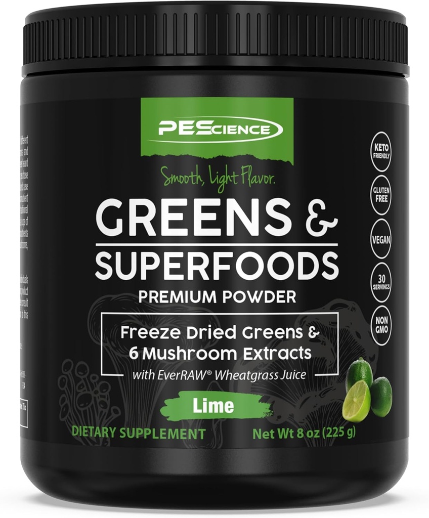 PEScience Greens Powder Superfood met natuurlijke chlorofyl, Reishi & Turkey staart paddopoeders, Freeze-Dried Kale,