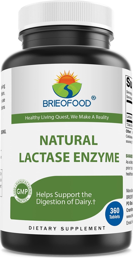 Brieofood Lactase Enzyme Pillen - 3000 FCC ALU - 360 tabletten - 360 porties - Non-GMO, Glutenvrij