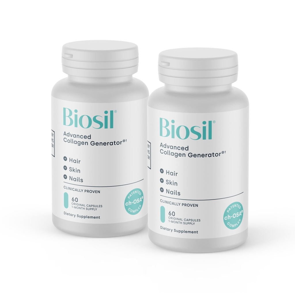 Biosil Collageen Booster Supplement - 60 Originele Capsules, Pack of 2 - Gepatenteerde ch-OSA Activator voor huid, haar, nagels en gewrichten - Ondersteunt natuurlijke productie - 60-dagen levering