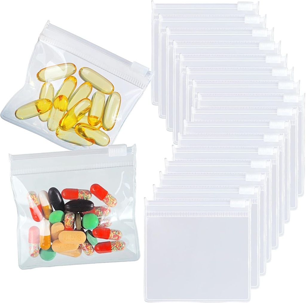 36 Packs Pill Pouch Tassen BPA Gratis Pill Tassen 12mil 3 x 2,75 Inch Transparant Klein Zip Herbruikbare Drug Tassen Seal Zipper Pill Zakken voor Reis Geneeskunde Organisator, Juwelen, Klein Craft Pieces
