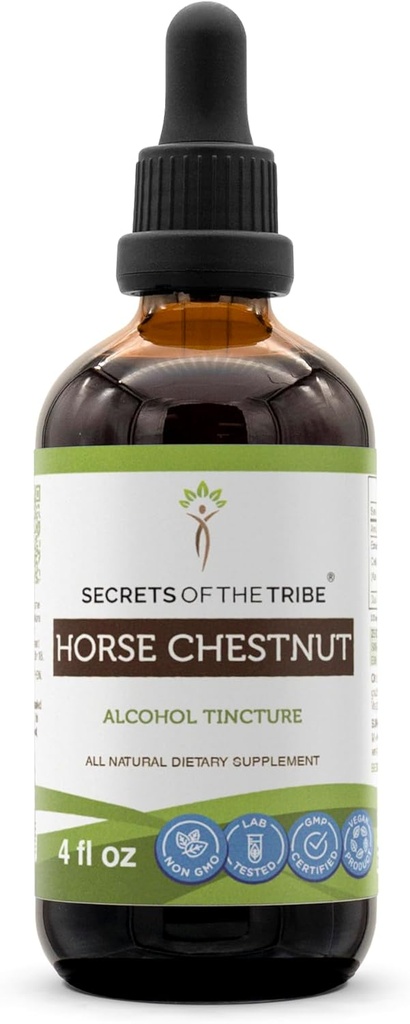 Secrets of the Tribe Horse Chestnut Alcohol Liquid Extract, Horse Chestnut (Aesculus hippocastanum) Dried Nut Tincture Supplement (4 FL OZ)