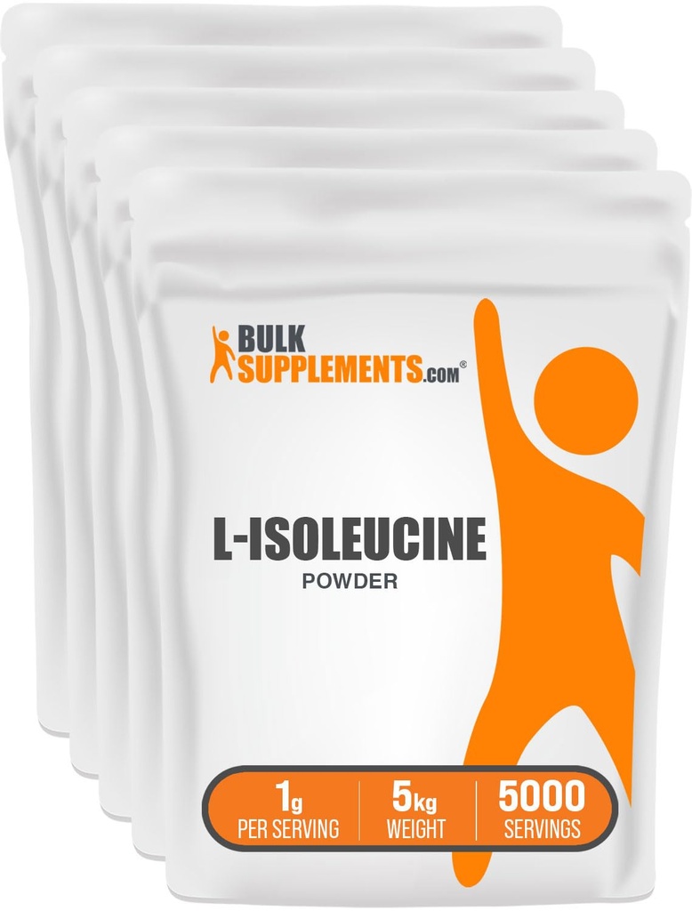 BulkSupplements.com L-isoleucinepoeder - BCAA Powder, Amino Acid Nutritional Supplement - Vegan & Glutenvrij, 1g per portie, 1kg (2,2 lbs) (verpakking van 5)