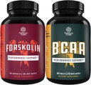 Bundle of Natural Pre Workout Forskolin Supplement en Branch Chain Aminozuren Supplement - Natural Energy Booster and Workout Supplement - Vegan BCAA Capsules Post Workout Muscle Recovery