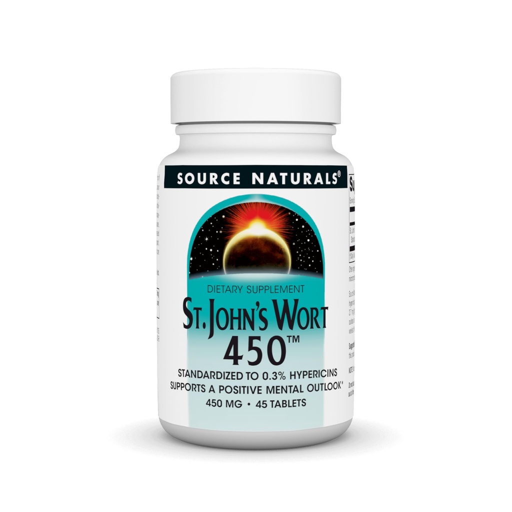 Bron Naturals St. John's Wort 450 mg Ondersteunt een positieve geestelijke Outlook - 45 tabletten