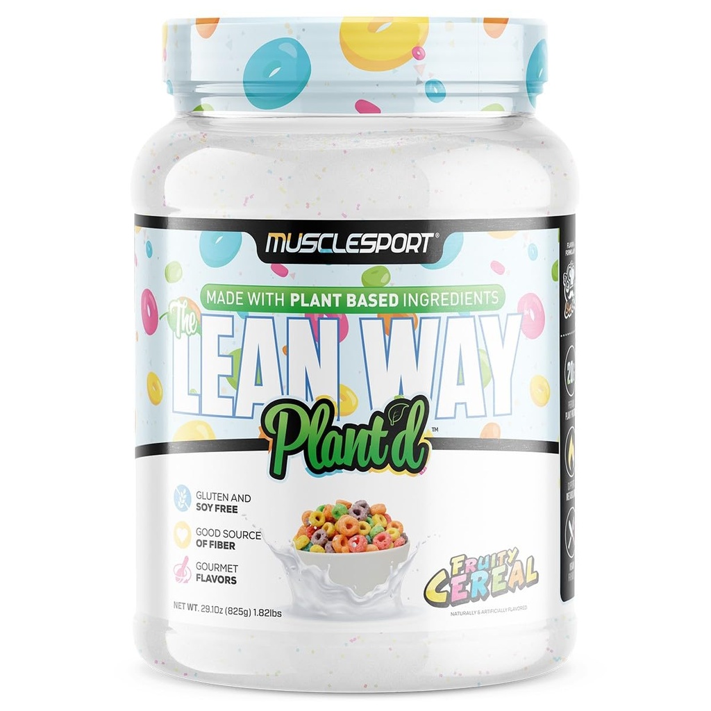 Musclesport Lean Way Plant Protein - Pea Protein en Bruin Rijst Proteïne Blend, met toegevoegde CLA, MCT en L-Carnitine - 20 Servers (Vruity Cereal)