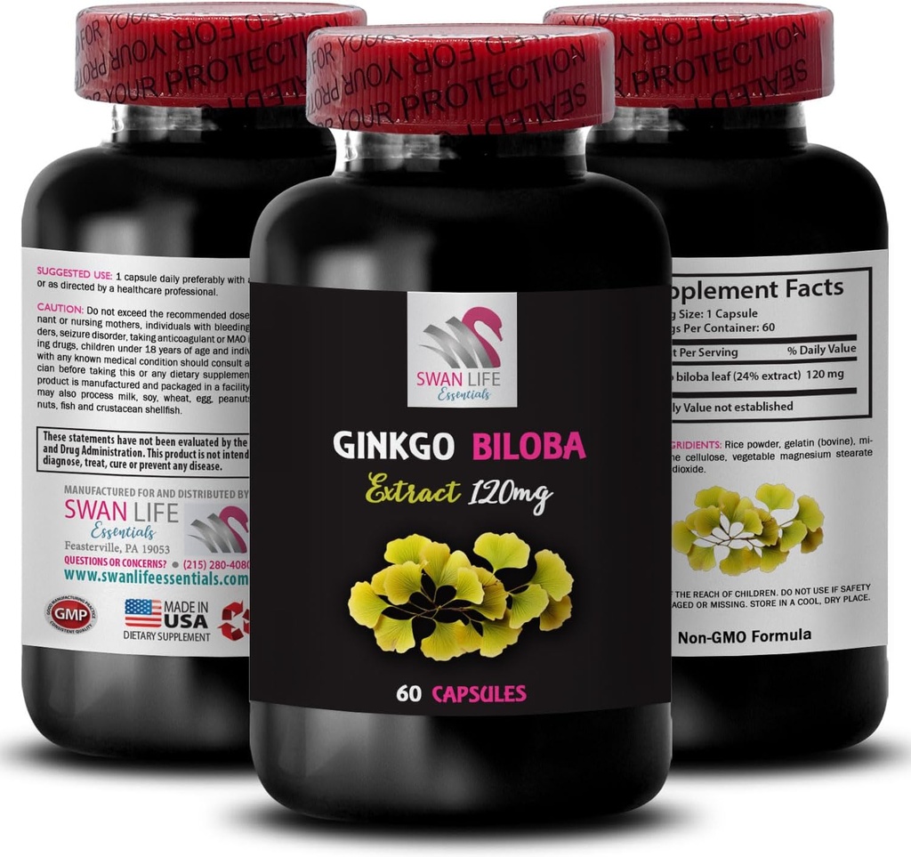 Herbal extract benefits - GINKGO BILOBA EXTRACT - Ginkgo biloba dosage, Ginkgo biloba uses, Herbal antioxidant properties, Antioxidant-rich supplement, Ginkgo biloba leaves 1 Bottle 60 Capsules