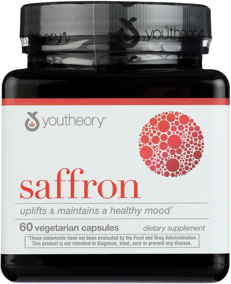 Youtheory Saffron Advanced Dieetsupplement, verhoogt Mood & Mental Focus, 60 capsules