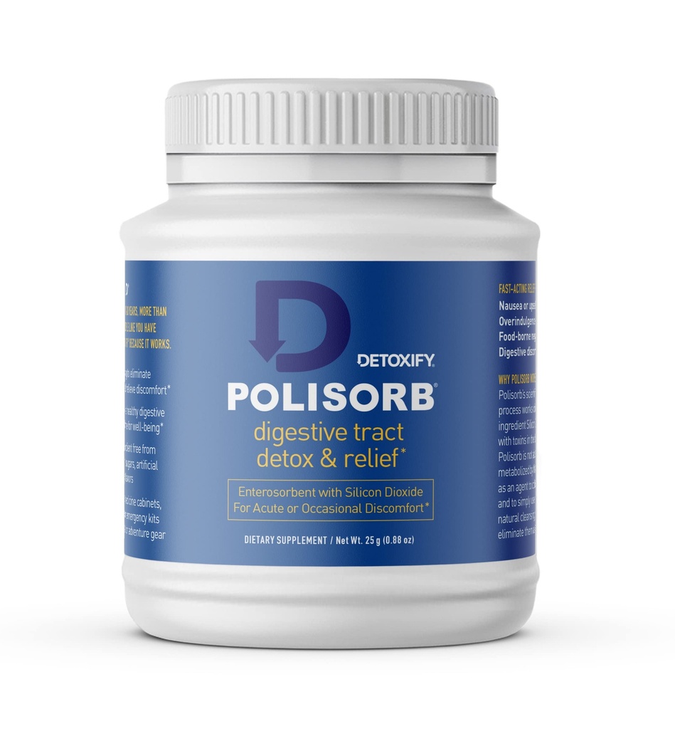 Ontgiftende Polisorb Digestieve traktatie Reiniging Silicon Dioxide Detox Drank voor Gut Health, Maag Comfort & Reiniging, Mengt met water, sap, thee - Familievriendelijk, 2 eetlepels Serveren voor volwassenen
