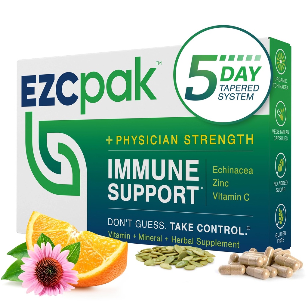 EZC Pak 5-Day Tapered Immune Support Booster - Vitamin Immune Support Supplement, Echinacea, Zinc Vitamin C, Vitamins for Immune System Support, Immune Boosters for Adults - Immune Support Vitamins