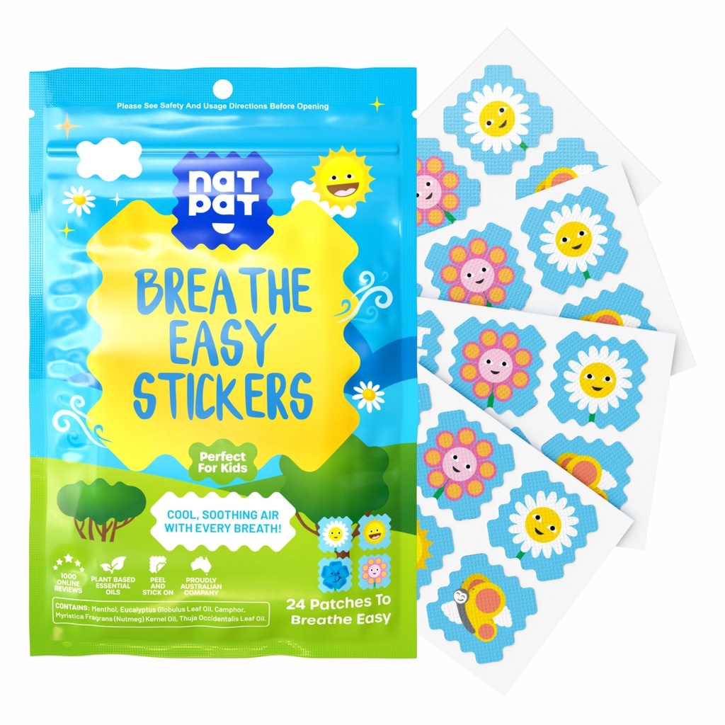 NATPAT adem Easy Stickers - Stuffy Patch voor kinderen en volwassenen - All-Natural Cold and Allergie Relief for Congestie, Chemical and Drug Free - BuzzPatch Natural Patch (24 Pack)