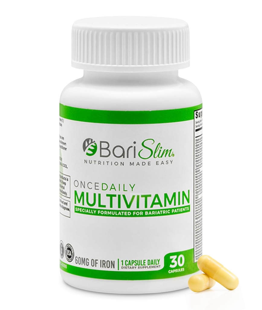 BariSlim Once Daily Bariatric Multivitamine Capsule - 60 mg ijzer - Bariatric Vitamine & Supplement for Post Surgery Inclusief Gastric Bypass & Gastric Sleeve 30 Day Supply