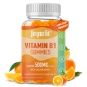 Vitamine B1 Gummies 500mg, Kauwbare Thiamine B1 Supplement voor volwassenen, met 600mg Calcium citraat, Ondersteuning Zenuwstelsel, Veganistisch, Natuurlijke Oranje smaak