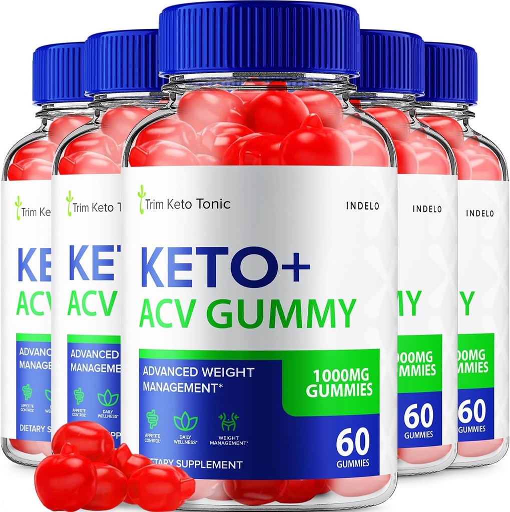 (5 Pack) Trim Keto Tonic Keto ACV Gummies, Trim Keto Gummies Weight Management Supplement, Trim Keto Tonic Reviews with Apple Cider Vinegar, Trim Keto Tonic Advanced ACV Gummies, B12 (300 Gummies)