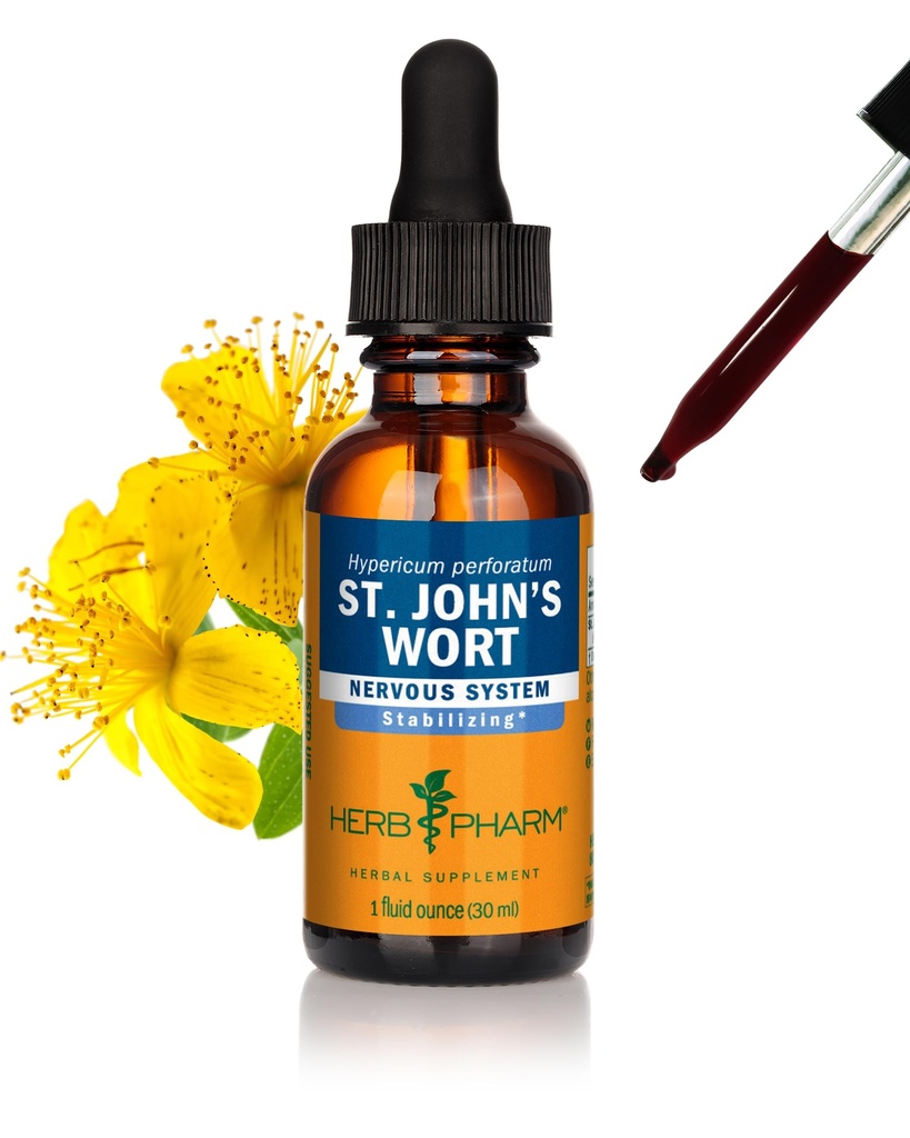 Herb Pharm St. John's Wort Liquid Extract voor positieve stemming en emotionele balans, Cane Alcohol, 1 Ounce