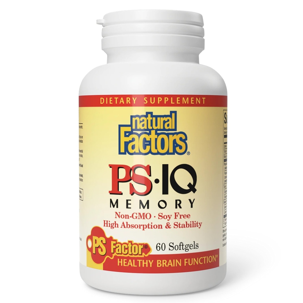 Natuurlijke factoren - PS-IQ Geheugen 25mg, Ondersteunt gezonde hersenfunctie, 60 zachte gels