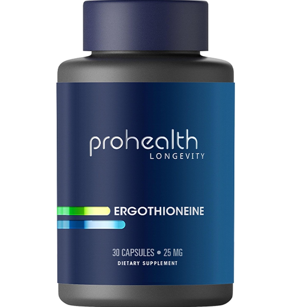 ProHealth Ergothioneine 5X Strength. 25mg Clinical Research Dose. Natural Amino Acid Mushroom Supplement for Improved Cognition, Heart Health. Essential Longevity Vitamin. 25 mg/Serving, 30 Servings