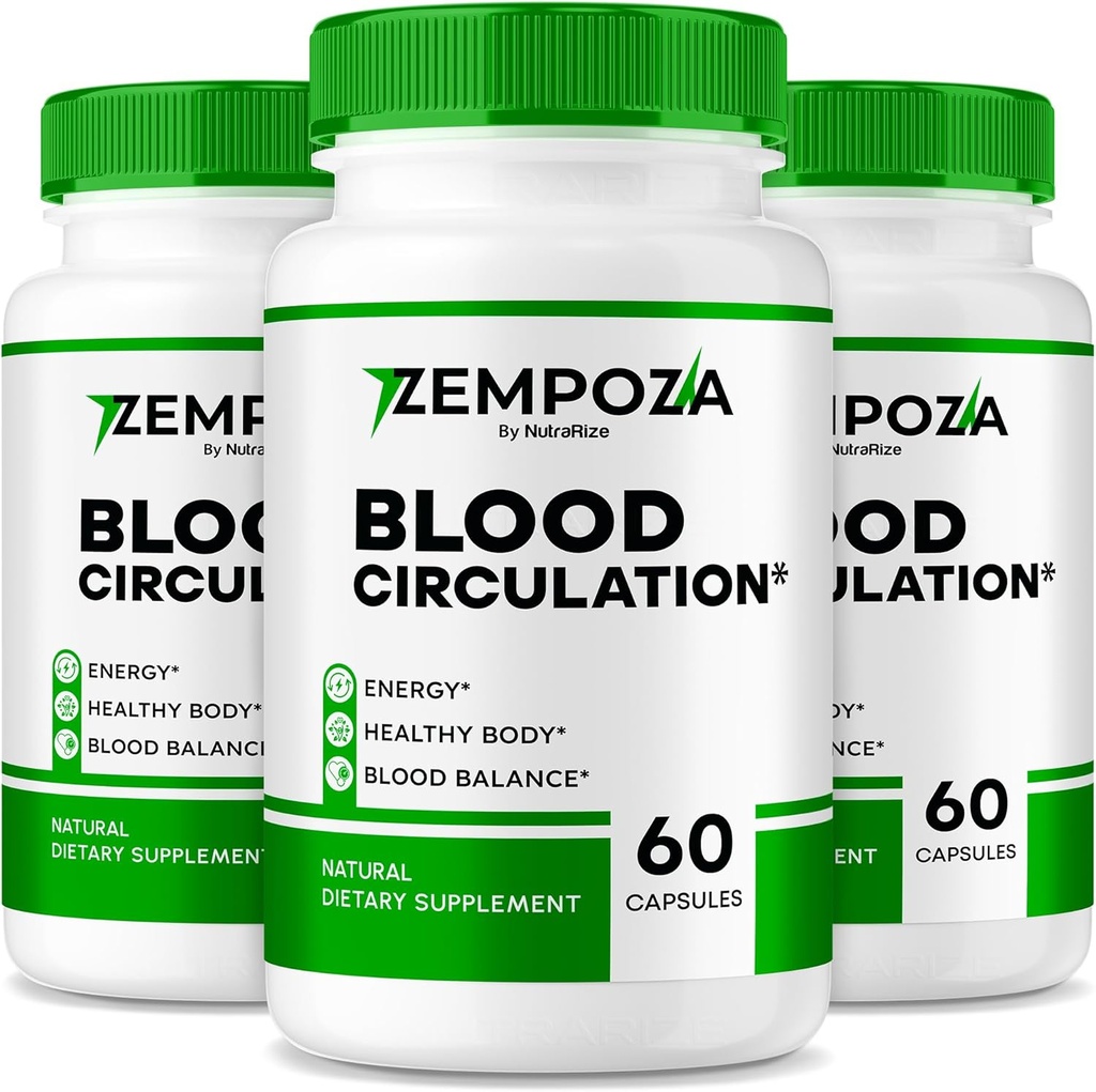 NutraRize (Pack van 3 Zempoza Capsules, Advanced Blood Support Formula, Alle Natuurlijke Supplement Maintain Healthy Levels, Officiële voor algemene wellness, Pastillas Reviews (180 Capsules)