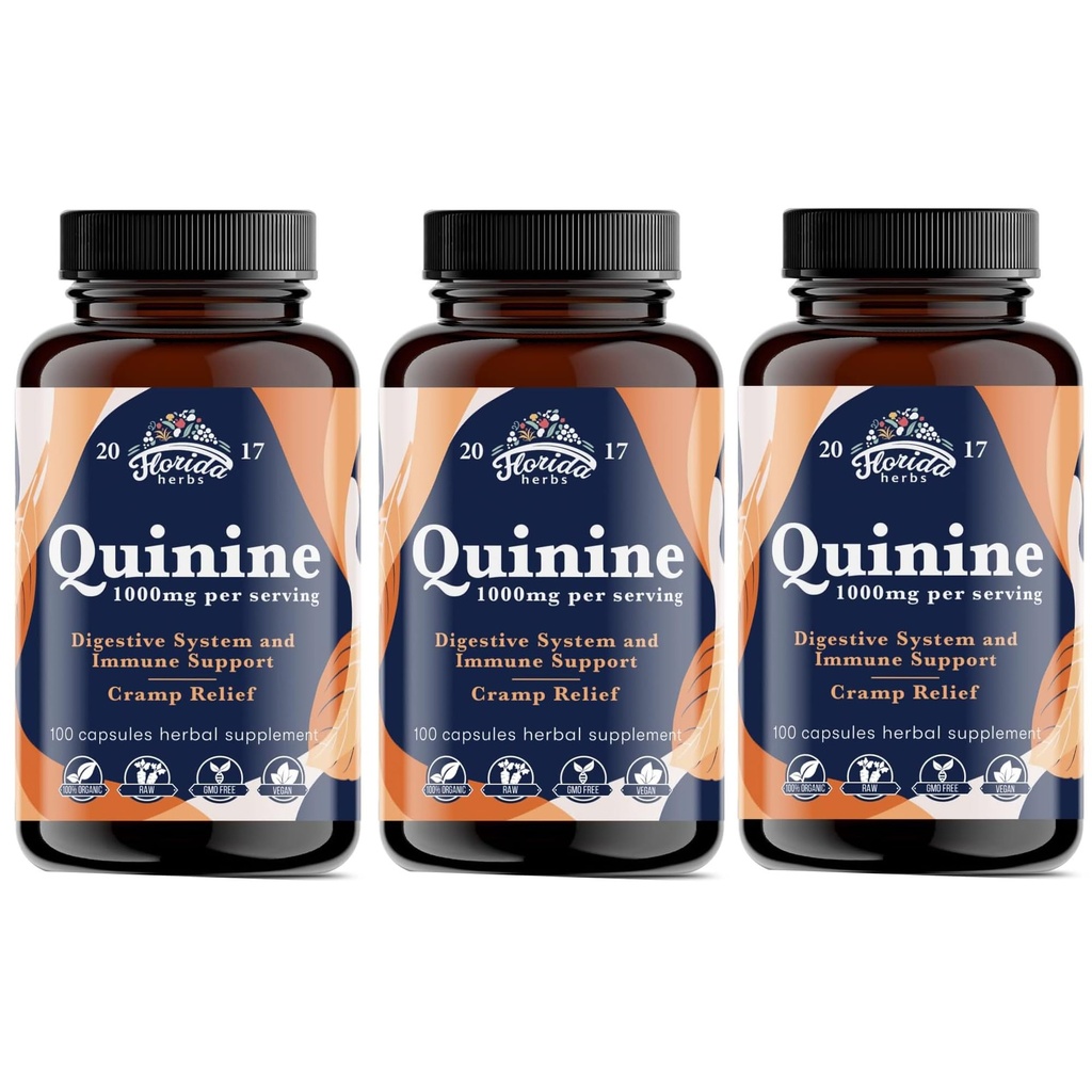 Leg Cramps Support Biologische Pillen - 1000 mg - Quinine Tablets for Cramp Defense - Cinchona Bark Herb Supplement - Quinine Capsules for Muscle Cramp - Made in USA - 1000 mg (330 Tel.)