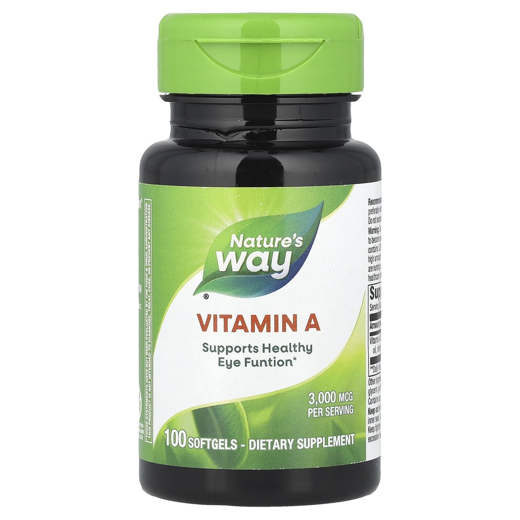 Nature's Way Vitamine A, hoge potentie, ondersteunt gezonde oogfunctie*, 3000 mcg per portie, 100 Softgels (Verpakking mei Vary)