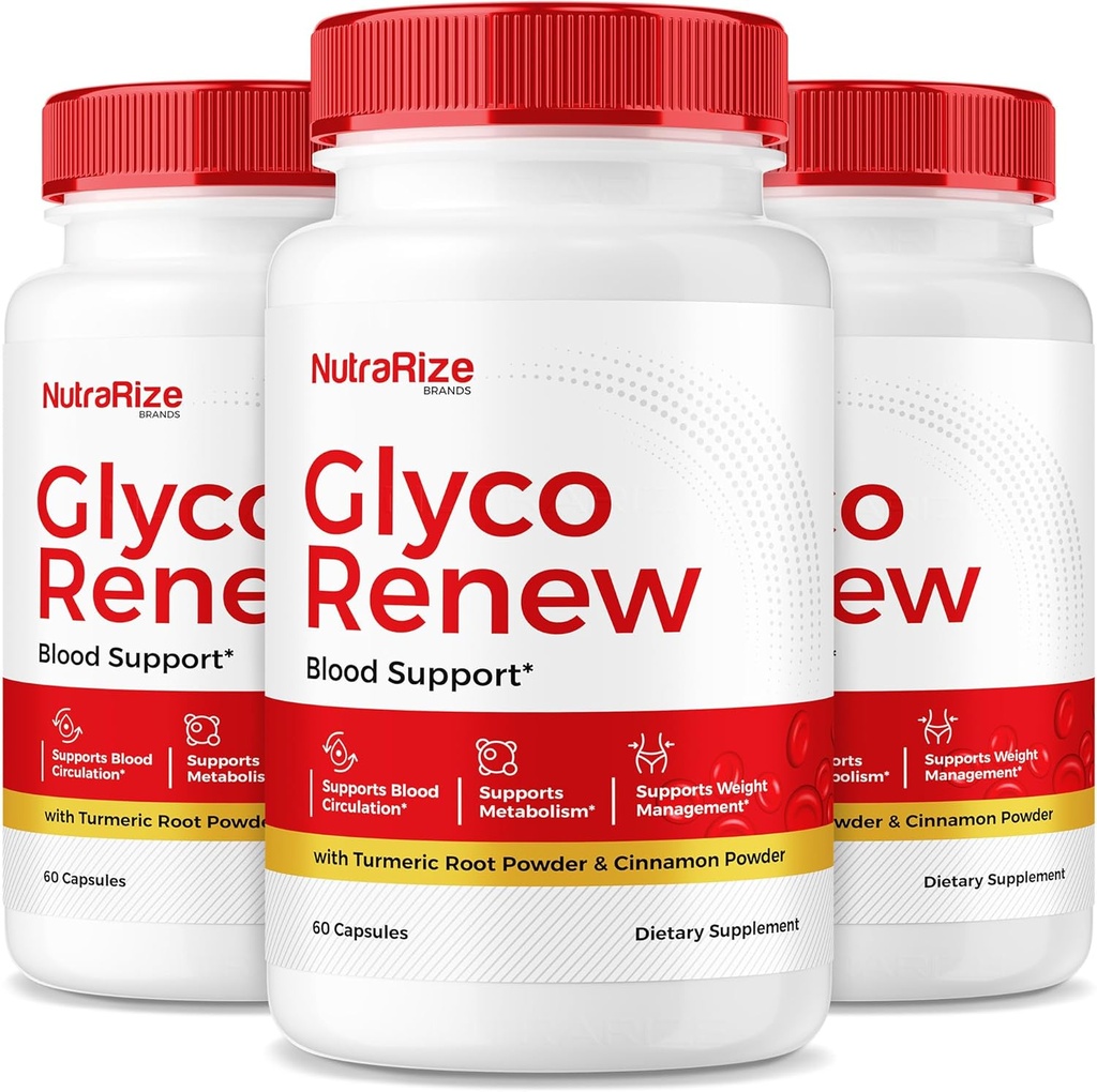 NutraRize (pakket van 3 Glyco vernieuwde pillen, alle natuurlijke bloedondersteuningsformule, maximale sterkte supplement voor onderhoud stabiele niveaus, uw reis naar gezondheid, officiële beoordelingen (180 capsules)