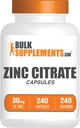 BulkSupplements.com Zink Citroen Capsules - Zinksupplementen, Glutenvrij - 30mg per portie, 1 Capsule per portie, 240 Telling (verpakking van 1)