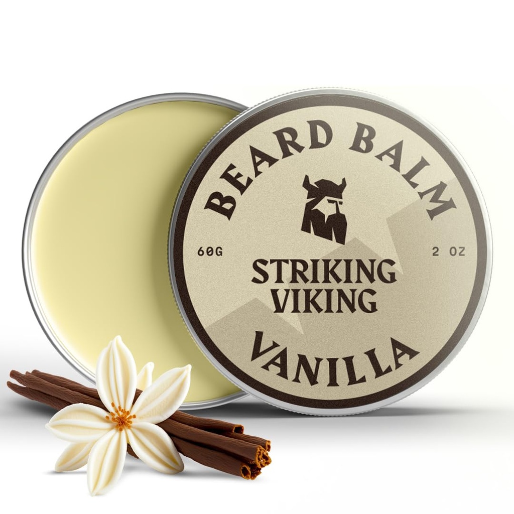 Opvallende Viking Baard Balsem voor mannen - Vertrek in Baard Conditioner - Styling Balsem gemaakt met natuurlijk Afgeleide Baard Butter, Argan & Jojoba Oils (2 Ounce (Pack of 1), Vanille)