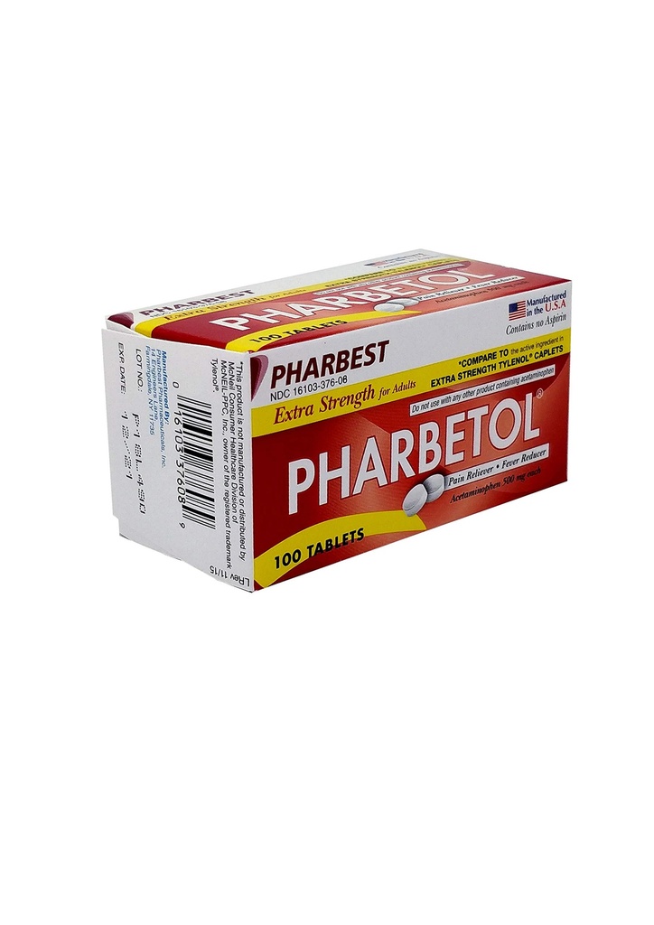 Pharbetol 500 mg Extra sterkte tabletten 100 Tel (Generic Extra Strength)