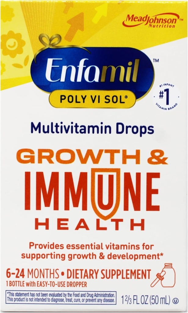 Enfamil Prenatals & Baby Vitamines Poly-Vi-Sol met ijzer Multivitamine Supplement Drops voor zuigelingen en peuters, Fruit, 50 ml
