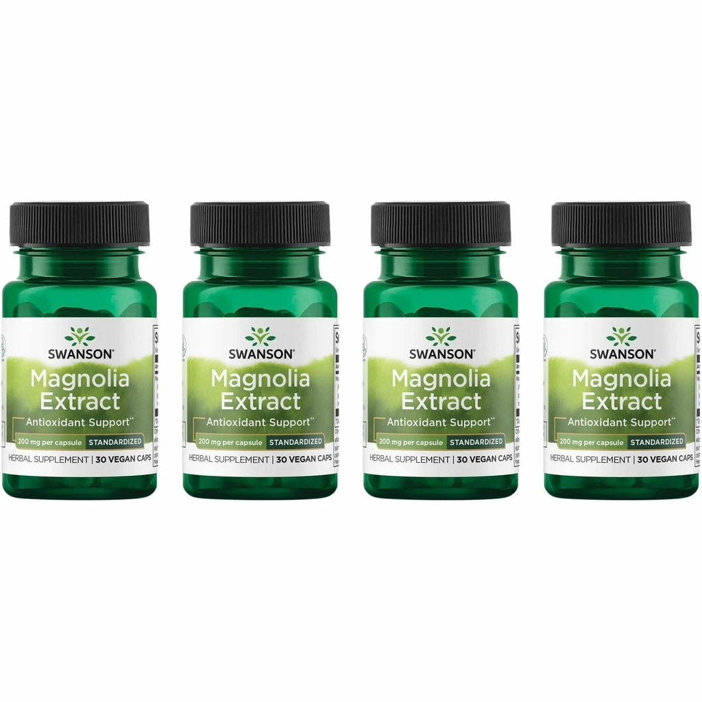 Swanson Magnolia Bark-Herbal Supplement Traditioneel gebruikt ter bevordering van het zenuwstelsel en de spijsvertering van de gezondheid ondersteuning-kan de respiratoire gezondheid en stress ondersteuning (30 Veggie capsules, 200 mg elke) 4 Pack
