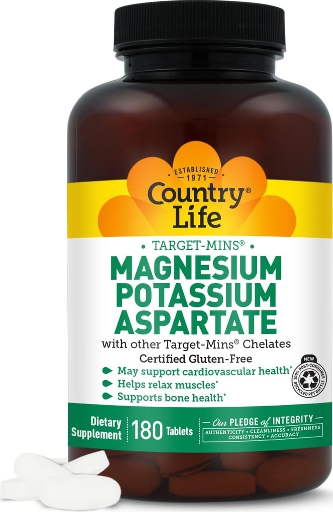 Landleven Magnesium en Kalium Supplement voor hart-en vaatziekten, Cardiovasculaire ondersteuning, immuunsysteem en bot gezondheid, Glutenvrije