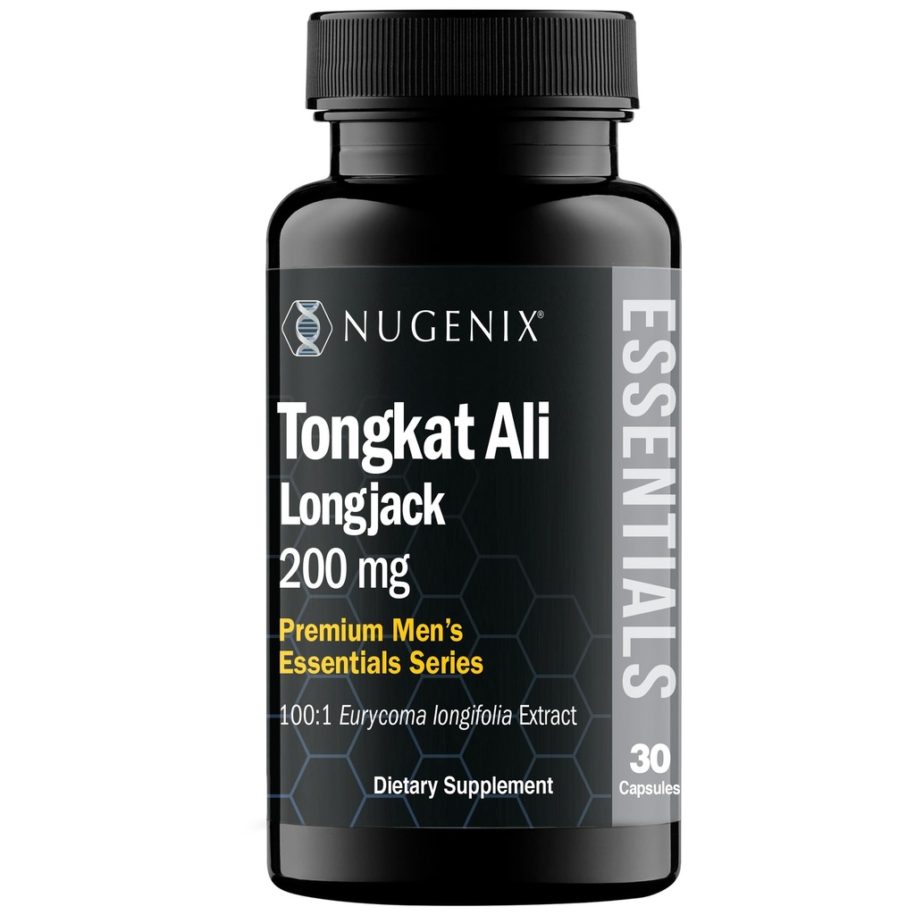 Nugenix Essentials Tongkat Ali voor mannen, Ondersteuning voor de gezondheid van mannen, Longjack Eurycoma Longifolia Extract, 30ct