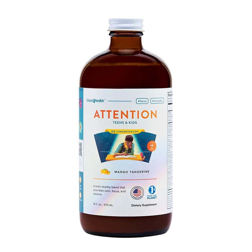 LIQUIDHEALTH Attentie Vloeibaar Multivitamine voor kinderen & tieners - Verbetert Geheugenbehoud, concentratie, concentratie, stemming, ontspannen en kalmeren - Made in the USA, Great Taste, Vegan, Sugar-Free (16 oz)