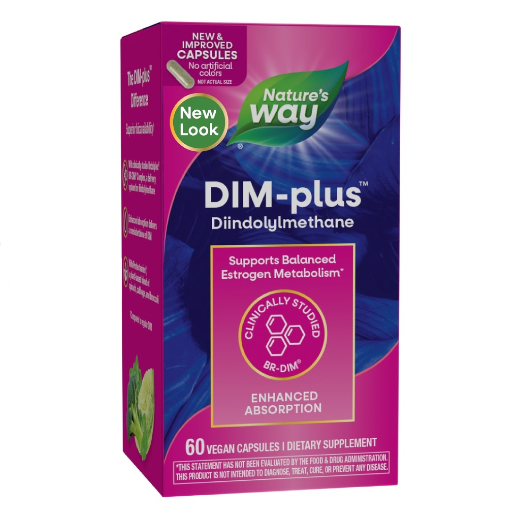 Nature's Way DIM-Plus, DIM Supplement, Ondersteunt Balanced Estrogen Metabolisme*, Ondersteunt Estrogen Hormone Balance*, Diindolylmethaan, 60 Vegan Capsules