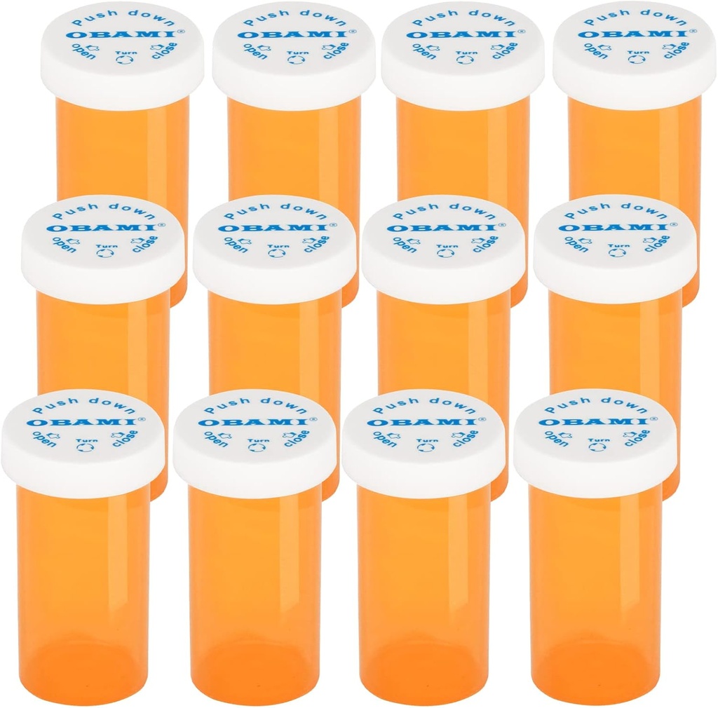 Plastic Medicine Pillenflessen met Child Resistant Caps - Duw omlaag en draai - Prescription Vial, Medicine Container, Pill Cases Dispenser Organizers (12st, 30 Dram)