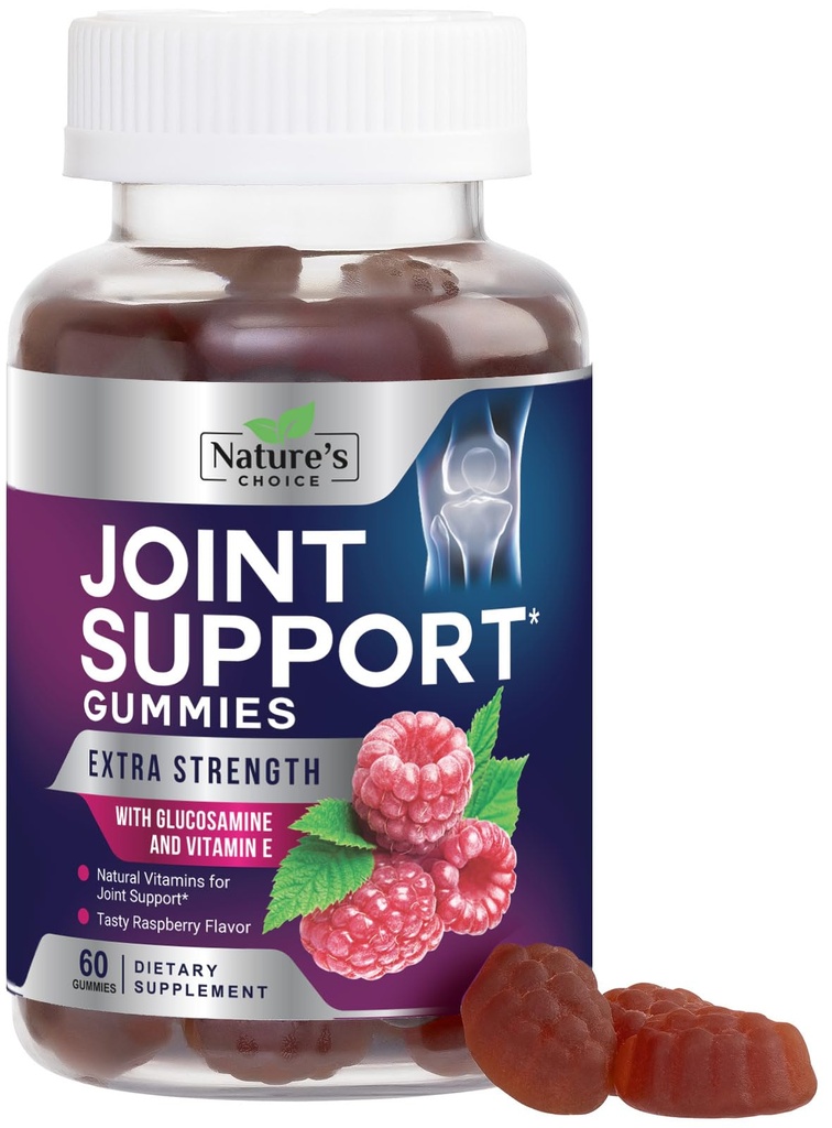 Gezamenlijke ondersteuning Gummies Extra sterkte Glucosamine Gummy Supplement met Vitamine E - Natuurlijke Cartilage & Joint Health & Flexibiliteit Ondersteuning, Beste ondersteuning Glucosamine Kauw voor mannen & vrouwen - 60 Gummies