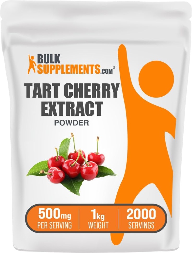 BulkSupplements.com Tart Cherry Extract Powder - Tart Cherry Supplement, Herbal Supplement - Antioxidant Source, Gluten Free, 500mg per Serving, 1kg (2.2 lbs) (Pack of 1)